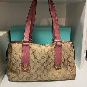 Gucci pink canvas Boston bag small SERIAL/DATE CODE: 492783